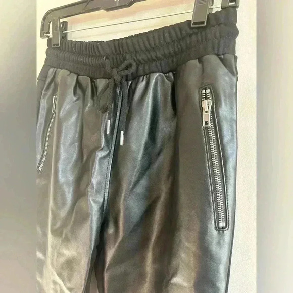 STEVE MADDEN PANTS WOMEN Small BLACK MARIA JOGGER FAUX-LEATHER HIGH-WAIST SKINNY - Picture 5 of 8